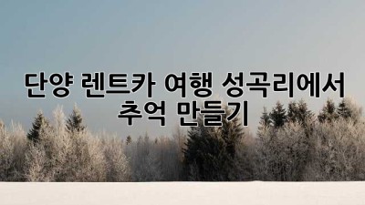 단양 렌트카 여행, 성곡리에서 추억 만들기🚗💨